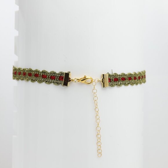 Floral Choker Gold Tone Choker Adjustable Choker 12.5' - 15' Inch - Picture 9 of 10